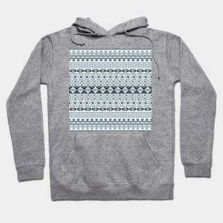 Aztec Stylized Pattern Gray-Blues & White Hoodie